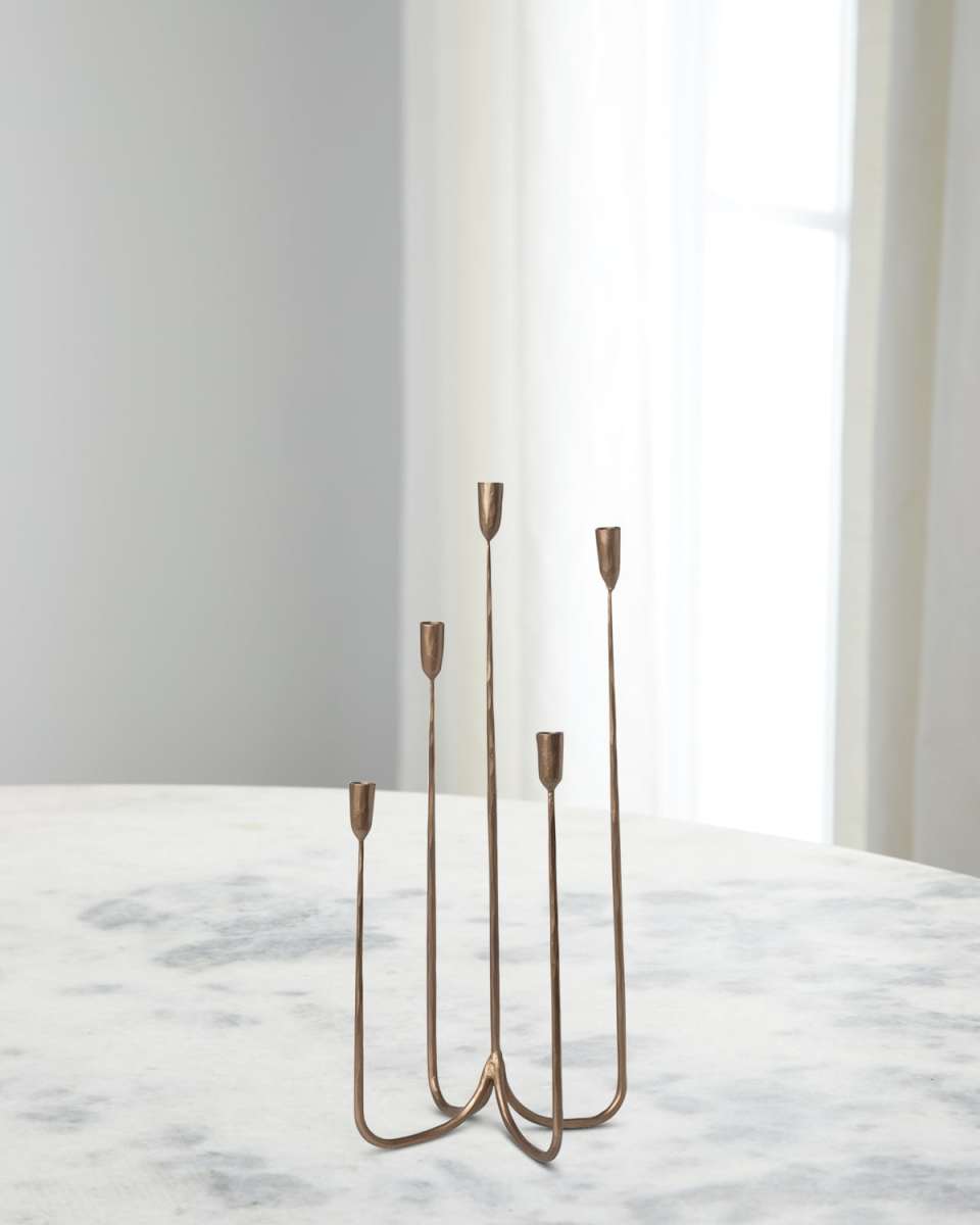 Tall Forged Iron Candelabra, 29"